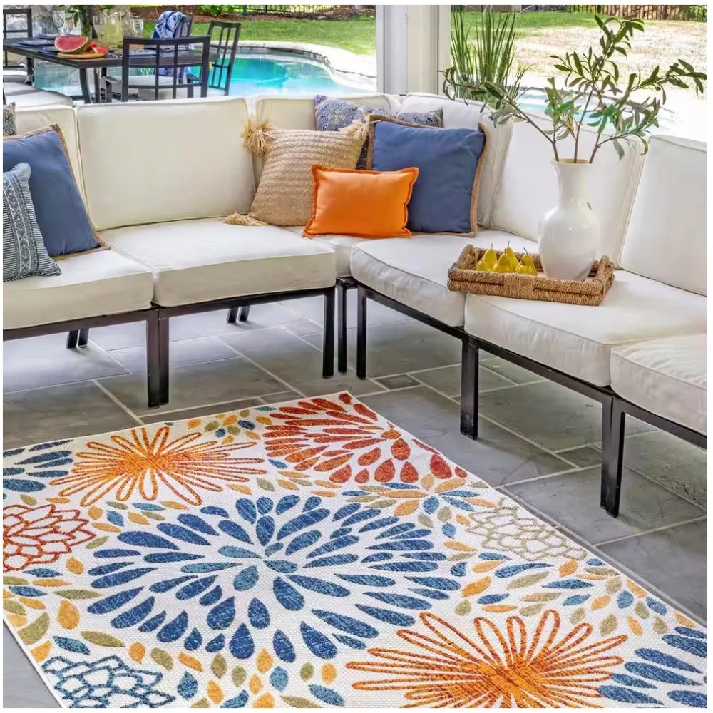 Modern Bohemian Floret Multi Doormat 2 ft. x 3 ft. Indoor/Outdoor Patio Rug